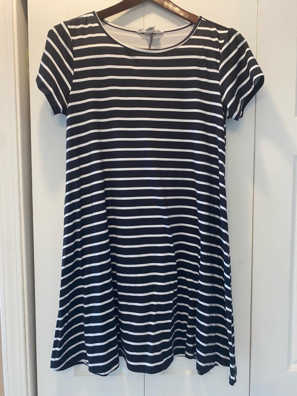 Workshop Republic Clothing black and White Striped Short Sleeve Dress